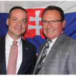 The Slovak embassy hosted a farewell reception for Ambassador Andrej Droba and his wife, Daniela Drobova. Droba (left) is shown with MP Harold Albrecht. (Photo: Ülle Baum)