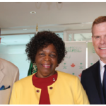 To bid farewell to Zimbabwean Ambassador Florence Zano Chideya, who was dean of the diplomatic corps, Saudi Ambassador Naif Bin Bandir Alsudairy hosted a luncheon at his residence. From left: Alsudairy, Chideya and John Baird, senior adviser at Bennett Jones LLP and former foreign minister. (Photo: Ülle Baum)