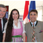 To celebrate Austria’s centenary, Ambassador Stefan Pehringer and his wife, Debra Jean, hosted a recep[tion at their residence. From left: Grant J. McDonald, managing partner, KPMG LLP, and the Pehringers. (Photo: Ülle Baum)