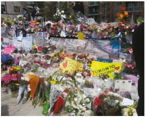 To prevent copycats of such acts at the Toronto van attack in which 10 people were killed and 16 injured, authorities have enacted rules on van rentals, says Scott Newark. A memorial to those killed in the Toronto attack is shown here. (Photo: Flibirigit)