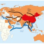 Chinese President Xi Jinping's Belt and Road Initiative is shown here, with the Silk Road corridors in black, the Maritime Silk Road corridors in blue and member countries of the Beijing-based Asian Infrastructure Investment Bank in orange. (Photo: Lommes)