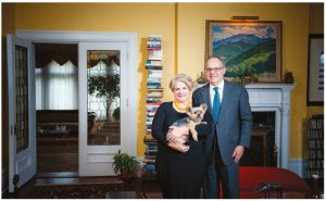 The ambassador and his wife are shown here with Dan, their beloved 12-year-old Yorkshire terrier, who has his own passport. (Photo: Ashley Fraser)