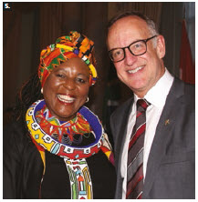South African High Commissioner Sibongiseni Yvonne Dlamini-Mntambo hosted a reception at the Fairmont Château Laurier to celebrate South African Freedom Day. She’s shown with MP Rob Oliphant. (Photo: Ülle Baum) 