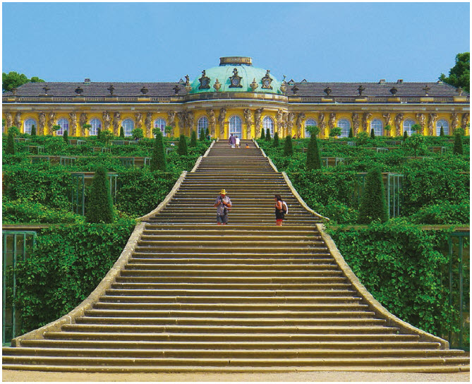 The palaces and parks of Potsdam, a UNESCO World Heritage Site, date back to 1745, when Frederick the Great commissioned Sanssouci Palace, above, to be built as his summer residence. (Photo:  MBZT)