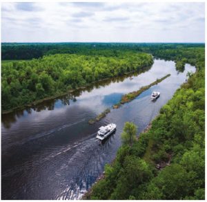 You can travel down the Rideau River between Smiths Falls and Kingston in a boat you rent from Le Boat. They will sleep between 5 and 12 and sport top decks and barbecues.  (Photo: Courtesy of Le Boat)