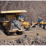 The Oyu Tolgoi open pit mine operates 28 of these giant Komatsu trucks, which have a load capacity of up to 300 tonnes. When the mine was first established, Oyu Tolgoi was just a small hill known to locals on the empty steppe. The mine has changed the face of southern Mongolia. (Photo: Ülle Baum)