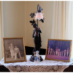 The home is full of family treasures, including these wedding photos of the couple. The chest they are on is a family heirloom called a petagama, used to store clothes during the monarchical era. (Photo: Dyanne Wilson)
