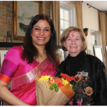 A talk and tour of art by Aparna Swarup, wife of the Indian high commissioner, for 40 members of the International Club of Ottawa (ICO), took place at India House. Shown are Swarup and Marian Devine, chairwoman of the arts and heritage committee. (Photo: Ülle Baum)