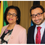 Guyana High Commissioner Clarissa Sabita Riehl, left, and MP Omar Alghabra took part in a reception to mark the anniversary of the Caribbean Community at the Fairmont Château Laurier hotel. (Photo: Ülle Baum)