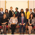 To mark International Women's Day, the Fairmont Château Laurier hosted a luncheon for female ambassadors in Ottawa. They are shown here, along with Château staff and chief of protocol Stewart Wheeler, who is in the middle. (Photo: Ülle Baum)