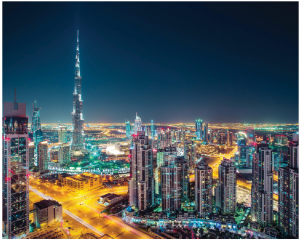 Dubai is the UAE's financial centre and its most cosmopolitan and luxurious city. It boasts the world's tallest building, seen here, as well as such novelties as a shopping mall that features a ski hill. (Photo: Embassy of UAE)