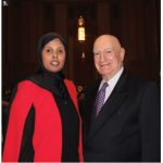 The 11th Annual Harmony Iftar Dinner took place at the Sir John A. MacDonald Building. From left are Ayan Dualeh, chairwoman of the dinner, and retired Canadian diplomat Lawrence Lederman. (Photo: Ülle Baum)