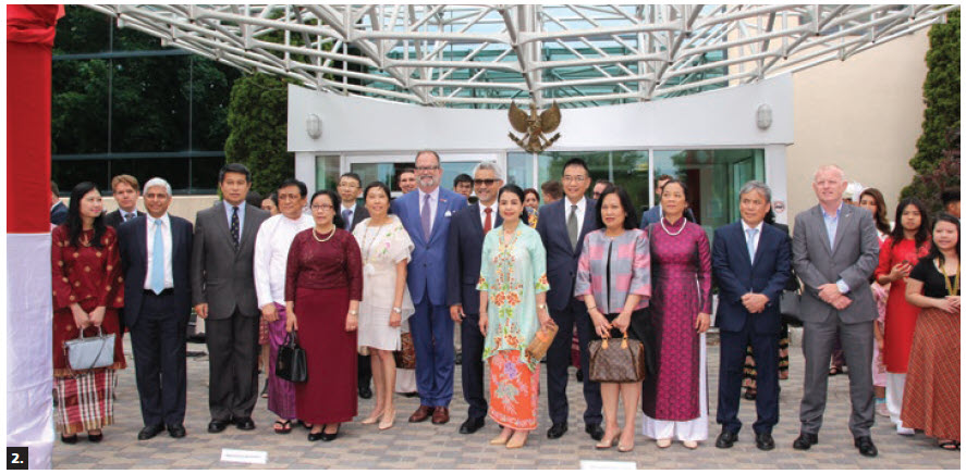 The 52nd ASEAN Day commemoration took place at the Embassy of Indonesia. Heads of mission and representatives of the ASEAN embassies in Canada are shown here. Photo: Ülle Baum) 