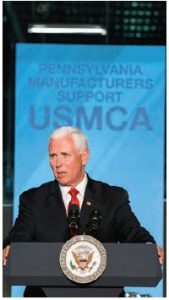U.S. Vice-President Mike Pence speaks at a pro-NAFTA 2.0 event in Pennsylvania. (Photo: White house)