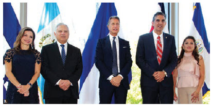 On the occasion of the 198th anniversary of the independence of the Central American countries, Honduran Ambassador Sofia Cerrato, Guatemalan Ambassador Carlos Humberto Jimenez Licona, Nicaraguan Ambassador Maurizio Gelli, Costa Rican Ambassador Mauricio Ortiz and El Salvador’s minister-counsellor and chargé d'affaires Xochitl Guadalupe Zelaya Gomez, hosted a reception at the National Arts Centre. (Photo: Ülle Baum) 