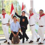 The military, naval and air attachés of Peru organized a fellowship luncheon with Peruvian food and folklore dances at the National Arts Centre for Ottawa’s Service Attaché Association. From left: Capt. Marco Arancivia, Peruvian naval attaché; musician Luis Alvarado, holding his Cajon Peruano musical instrument; marinera champion dancer Ricardo Llerena; Col. Fernando San Martin, Peruvian defence and air attaché; and Col. Jorge Contreras, Peruvian military attaché. (Photo: Ülle Baum)