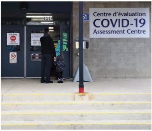 The City of Ottawa opened a COVID-19 testing site at Brewer Park. On this day, when there were still just 16 cases in Ottawa, the lineup was short. (Photo: Brigitte bouvier)