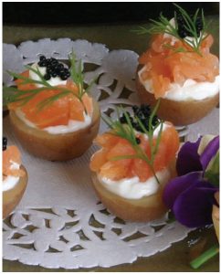 Exotic Smoked Salmon Potato Cups make a memorable hors d'oeuvres. (Photo: Margaret Dickenson)