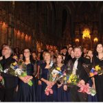 The 12th European Union Christmas Concert took place at the Notre-Dame Cathedral Basilica. From left: artistic director Timothy Piper; soprano Nadia Petrella; Jackie Hawley, conductor of the Cantiamo Girls Choirs of Ottawa; Kurt Ala-Kantti, conductor of the Harmonia Choir of Ottawa; and Carla MacGregor, of the Ottawa Catholic School Board Chamber Choir. (Photo: Ülle Baum)