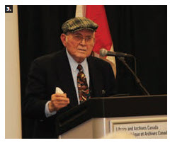 An international Holocaust remembrance event took place at Library Archives Canada. Digital Government Minister Joyce Murray attended. Shown is Pinchas Gutter, a Holocaust survivor who spoke about his own experience. (Photo: Ülle Baum)