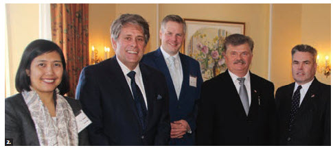 Paul Y. Fortin, principal of the Fortin Consulting Group, and Gar Knutson hosted lunch at the Rideau Club to discuss the current events of Canadian politics with members of the diplomatic corps. From left: Vietnamese chargé d’affaires Nguyen Huong Tra, Fortin, Daniel Hohnstein, partner at Tereposky and DeRose LLP., Polish Ambassador Andrzej Kurnicki and Brian R. Naranjo, minister-counsellor for political affairs at the U.S. Embassy (Photo: Ülle Baum)