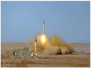 Tehran’s national security strategy is to ensure the continuity of clerical rule and regime survival. Shown here is a Shahab-3 medium-range ballistic missile (MRBM) developed by Iran, being fired in a military exercise. (Photo: Hossein Velayati)