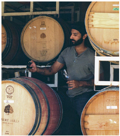 Rajen Toor, winemaker at Ursa Major in B.C.’s South Okanagan, has grown up surrounded by vines. His family has been farming the Black Sage Bench region for the past 25 years. One of his wines is pictured below. (Photo: Ryan Grifone )