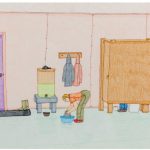 Everyday Life (coloured pencil and ink on paper, 2003) by Annie Pootoogook, at the Ottawa Art Gallery. (Photo: Ottawa Art Gallery)