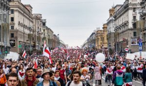 Belarusians have been taking to the streets — at their peril as protesting can result in fines and arrests — since the lead-up to the August 2020 election. This protest took place a couple of weeks after the highly questioned re-election of autocratic President Alexander Lukashenko. (Photo: CHECK!! Homoatrox)