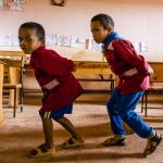 Grade 1 students who are part of the Madagascar School Project imitate animal walks in class. This year, 803 students are attending Tenaquip School. (Photo: MAdagascar school project)