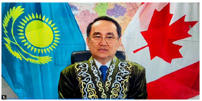 The Embassy of Kazakhstan hosted a virtual celebration of Nauryz in Zoom. Nauryz means "new day" and marks the Persian New Year. Kazakh Ambassador Akylbek Kamaldinov delivered remarks. (Photo: Ülle Baum) 