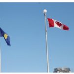 Kosovo Independence Day marks Kosovo's declaration of independence in 2008. In celebration of the 13th such day, Ambassador Adriatik Kryeziu hosted a flag-raising ceremony in front of Ottawa City Hall. The Kosovar flag is shown here, next to the Canadian flag. (Photo: Ülle Baum)
