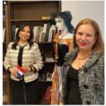 Paraguayan Ambassador Ines Martinez Valinotti, left, received book donations from Mayelinne De Lara, general director of the International Public Diplomacy Council at The Hague on the occasion of the inauguration of the library at the Paraguayan Embassy. (Photo: Ülle Baum)