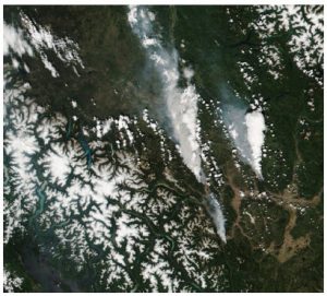 In a year where many parts of the world have experienced serious drought and destructive and uncontrollable wildfires, climate change will also be on this year’s G20 agenda. Shown here are wildfires raging in British Columbia last summer. (Photo: NASA Earth Observatory)