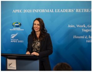 Shown here is the informal leaders’ retreat, hosted by New Zealand in July. The APEC Economic Leaders’ Meeting will take place virtually, the week of Nov. 8. (Photo:  Chinese News service)
