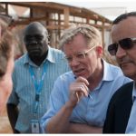 Bruce Aylward (centre), visits Sierra Leone when he was assistant director general of the World Health Organization (WHO) in charge of the operational response on Ebola. He's shown with Ismail Ould Cheikh, special representative to the UN secretary general. (Photo: UN photo)