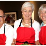 Sarah Harvey, centre, and her friend, Sue Carlton, right, prepared a meal for the members of the Afghan-Canadian Support Network, who are working in the basement of the residence she shares with her husband, New Zealand High Commissioner Martin Harvey, left. (Photo: Ülle Baum)