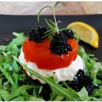 Burrata Persimmon Stacks with Caviar are a heavenly starter for any meal. (Photo: HEadshot: Michelle Valberg; Margaret Dickenson)