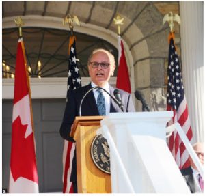 A commemoration ceremony to mark the 20th anniversary of the 9/11 attacks took place at the U.S. ambassador’s residence. Arnold Chacon, U.S. chargé d'affaires, spoke. (Photo: Ülle Baum)