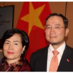 On the occasion of the 76th National Day of Vietnam, Ambassador Pham Cao Phong (right) and Madame Van Thi Le Hien hosted a large in-person reception and photography exhibition at the Westin Hotel. (Photo: Ülle Baum)