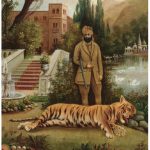 Maharaja with Tiger after a Hunt (a silver gelatin print with hand-colouring from India, dating to about 1890) is being shown at the Royal Ontario Museum in Toronto until Jan. 16, 2022. (The artist is unknown.) (Photo: Courtesy of Solander Collection)