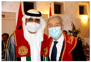 UAE Ambassador Fahad Saeed Al Raqbani hosted an event to mark the 50th anniversary of the founding of the UAE as a nation. From left, Ambassador Al Raqbani and Innovation Minister François-Philippe Champagne. (Photo: Ülle Baum) 
