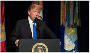 Here, U.S. President Donald Trump visits the Pentagon in early 2019 to address the organization’s Missile Defense Review. During a visit two years earlier, to which he was invited to be briefed on vital security issues, the president called the highest military brass ”a bunch of dopes and babies.“ (Photo: WHITE HOUSE)
