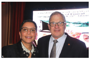 To mark Kuwait's 59th national day, Ambassador Reem Alkhaled hosted a reception at the Fairmont Château Laurier. From left: Alkhaled and Veterans Affairs Minister Lawrence MacAulay. (Photo: Ülle Baum)