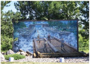 On the road again 1 Pembroke has an outdoor art gallery. Known as the Pembroke Heritage Murals, there are 30 of them, painted by artists of local and national renown and depicting the history of the area. (Photo: “The Timber Raft" artist Pierre Hardy, 2004, Pembroke Heritage Murals © since 1989”)