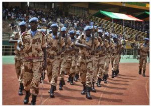 Two steps forward; one step back 5 Calmer times: UN Peacekeepers from Chad march during the official inauguration of Mali’s newly elected president, Ibrahim Boubacar Keîta, in Bamako. He's since been removed by a military junta. (Photo: MINUSMA/Marco Dormino)