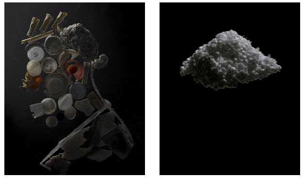 The Ottawa Art Gallery is showing photographs by John Healey in an exhibit called Plastic Beach, which runs until Nov. 25 in the Sky Lounge. He creates images out of the garbage he finds on the shores of the Great Lakes and St. Lawrence Seaway. Above is a portrait of a man made of cup lids and bits of plastic and a cloud made of Styrofoam. (Photo: photo courtesy of the ottawa art gallery)