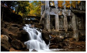 The Carbide Willson Ruins represent what's left of a fertilizer production complex beside a waterfall. (Photo: National Capital Commission)