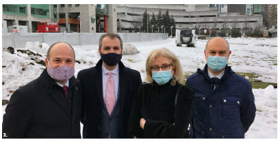 Chief of Protocol Stewart Wheeler, Kosovar Ambassador Adriatik Kryeziu, Greek Ambassador Konstantina Athanassiadou and North Macedonian chargé d’affaires Dimitar Blazhevski attended the Albanian flag-raising ceremony at City Hall. (Photo: Ülle Baum) 