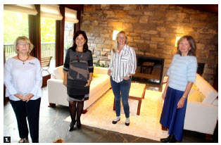 Victoria Carol Erikkson, wife of Finnish Ambassador Roy Erikkson, hosted a distanced get-together to welcome the spouses of European diplomats from Ireland, Norway and the EU, who recently arrived in Canada. From left: Erikkson; Piret Lukk, wife of Estonian Ambassador Toomas Lukk; Jenni Ahlin, wife of Swedish Ambassador Urban Ahlin and Marianne Fredriksen, wife of Norwegian Ambassador Jon Fredriksen. (Photo: Ülle Baum) 